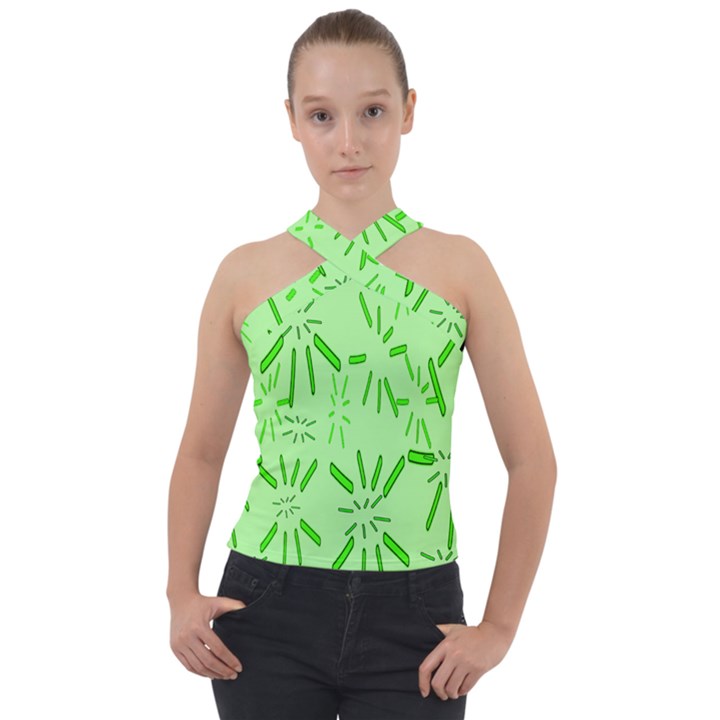 Electric Lime Cross Neck Velour Top