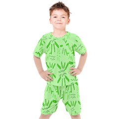 Electric Lime Kids  Tee And Shorts Set by Janetaudreywilson