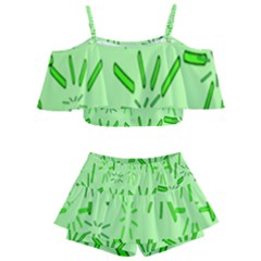 Electric Lime Kids  Off Shoulder Skirt Bikini by Janetaudreywilson