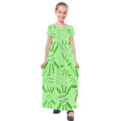 Electric Lime Kids  Short Sleeve Maxi Dress by Janetaudreywilson