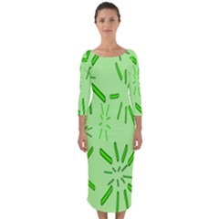 Electric Lime Quarter Sleeve Midi Bodycon Dress by Janetaudreywilson