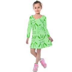 Electric Lime Kids  Long Sleeve Velvet Dress by Janetaudreywilson