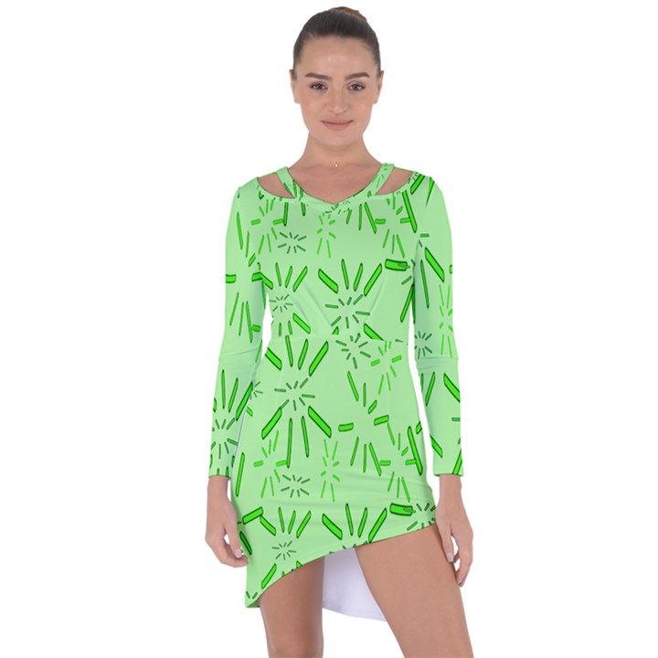 Electric Lime Asymmetric Cut-Out Shift Dress