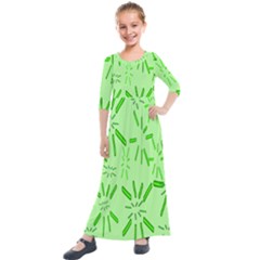 Electric Lime Kids  Quarter Sleeve Maxi Dress by Janetaudreywilson