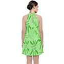 Electric Lime Velvet Halter Neckline Dress  View2