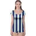 Navy in Vertical Stripes Boyleg Leotard  View1