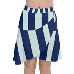 Navy In Vertical Stripes Chiffon Wrap Front Skirt by Janetaudreywilson