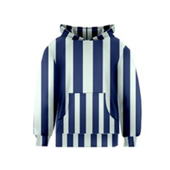 Navy In Vertical Stripes Kids  Pullover Hoodie by Janetaudreywilson