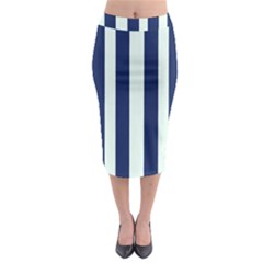 Navy In Vertical Stripes Midi Pencil Skirt by Janetaudreywilson