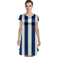 Navy In Vertical Stripes Cap Sleeve Nightdress by Janetaudreywilson