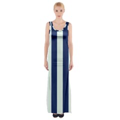 Navy In Vertical Stripes Thigh Split Maxi Dress by Janetaudreywilson