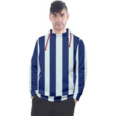 Navy In Vertical Stripes Men s Pullover Hoodie