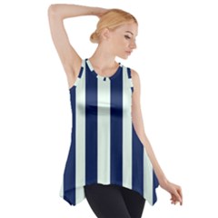 Navy In Vertical Stripes Side Drop Tank Tunic by Janetaudreywilson