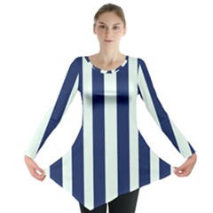 Navy In Vertical Stripes Long Sleeve Tunic  by Janetaudreywilson