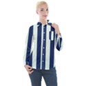 Navy in Vertical Stripes Women s Long Sleeve Pocket Shirt View1