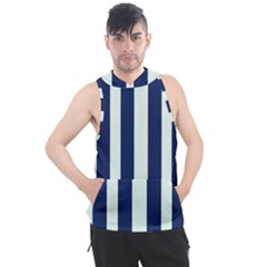 Navy In Vertical Stripes Men s Sleeveless Hoodie by Janetaudreywilson