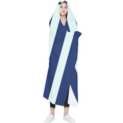 Navy In Vertical Stripes Wearable Blanket by Janetaudreywilson