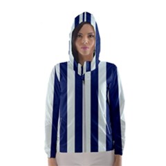 Navy In Vertical Stripes Women s Hooded Windbreaker by Janetaudreywilson