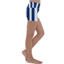 Navy in Vertical Stripes Kids  Lightweight Velour Yoga Shorts View3