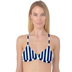 Navy In Vertical Stripes Reversible Tri Bikini Top by Janetaudreywilson