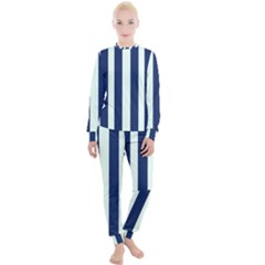 Navy In Vertical Stripes Women s Lounge Set by Janetaudreywilson