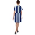 Navy in Vertical Stripes Short Sleeve Shoulder Cut Out Dress  View2