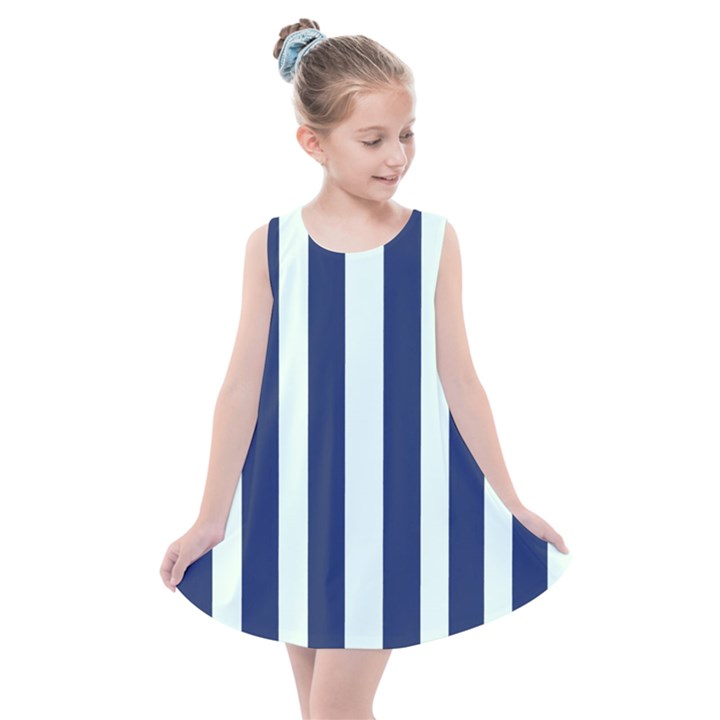 Navy in Vertical Stripes Kids  Summer Dress