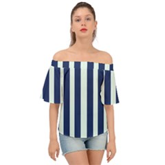 Navy In Vertical Stripes Off Shoulder Short Sleeve Top by Janetaudreywilson