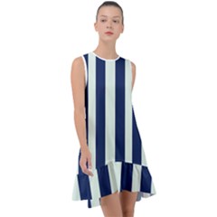 Navy In Vertical Stripes Frill Swing Dress by Janetaudreywilson