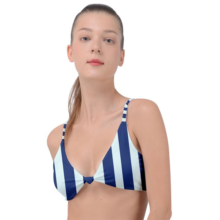 Navy in Vertical Stripes Knot Up Bikini Top