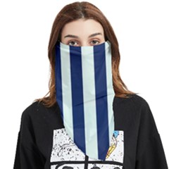 Navy In Vertical Stripes Face Covering Bandana (triangle) by Janetaudreywilson