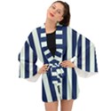 Navy in Vertical Stripes Long Sleeve Kimono View1