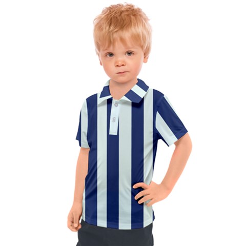 Navy In Vertical Stripes Kids  Polo Tee by Janetaudreywilson