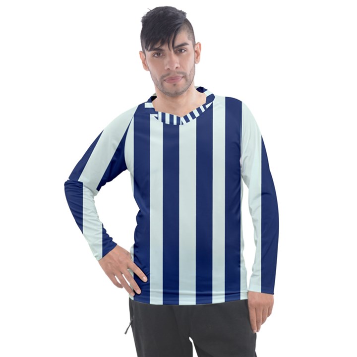 Navy in Vertical Stripes Men s Pique Long Sleeve Tee