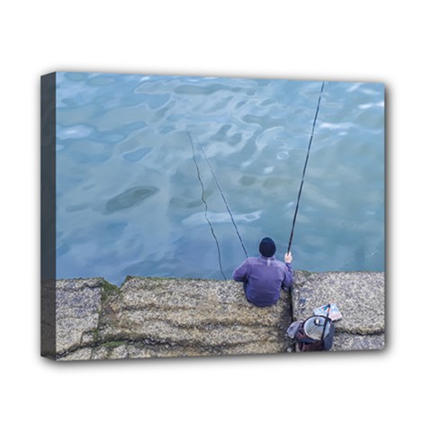 Senior Man Fishing At River, Montevideo, Uruguay001 Canvas 10  X 8  (stretched) by dflcprintsclothing