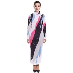 Abstract Space Pattern Design Turtleneck Maxi Dress by brightlightarts