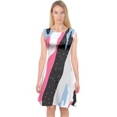 Abstract Space Pattern Design Capsleeve Midi Dress by brightlightarts