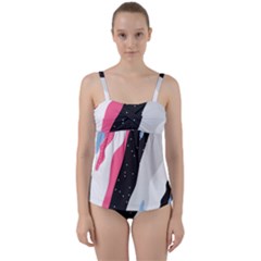 Abstract Space Pattern Design Twist Front Tankini Set by brightlightarts