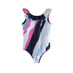 Abstract Space Pattern Design Kids  Frill Swimsuit by brightlightarts