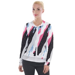 Abstract Space Pattern Design Velvet Zip Up Jacket by brightlightarts