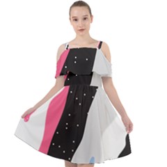 Abstract Space Pattern Design Cut Out Shoulders Chiffon Dress by brightlightarts