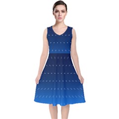 Abstract Stars Pattern V-neck Midi Sleeveless Dress  by brightlightarts