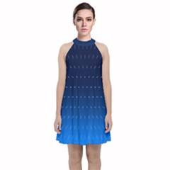 Abstract Stars Pattern Velvet Halter Neckline Dress 