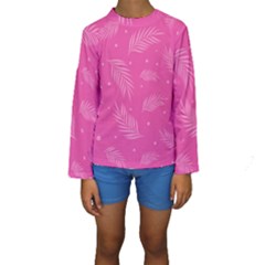 Abstract Summer Pink Pattern Kids  Long Sleeve Swimwear