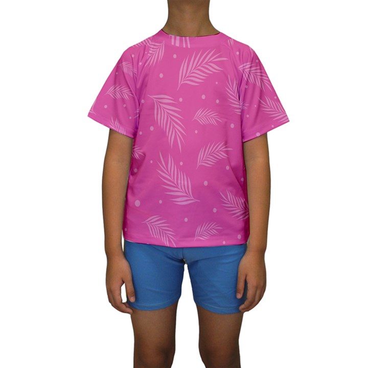 Abstract Summer Pink Pattern Kids  Short Sleeve Swimwear