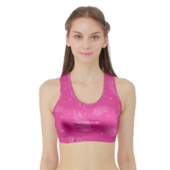 Abstract Summer Pink Pattern Sports Bra with Border