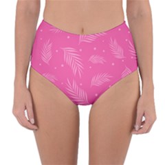 Abstract Summer Pink Pattern Reversible High-Waist Bikini Bottoms