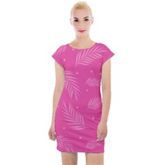 Abstract Summer Pink Pattern Cap Sleeve Bodycon Dress