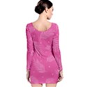 Abstract Summer Pink Pattern Long Sleeve Velvet Bodycon Dress View2