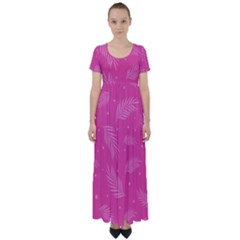 Abstract Summer Pink Pattern High Waist Short Sleeve Maxi Dress by brightlightarts